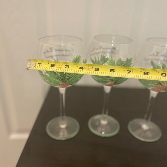 VINTAGE HAND PAINT WINE GLASSES PALM TREES VERSATILE DRINKS FUN STYLE TROPICAL - Picture 6 of 16